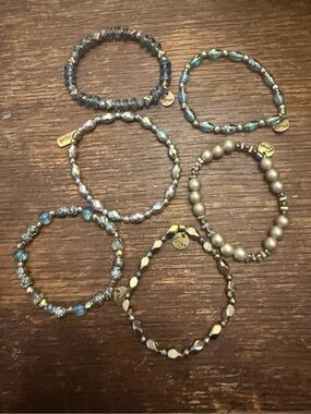 EUC set of six blue tone Ermish stackable bracelets